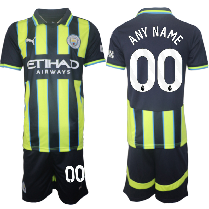 Men 2024-2025 Club Manchester City away black green customized Soccer Jersey->customized soccer jersey->Custom Jersey